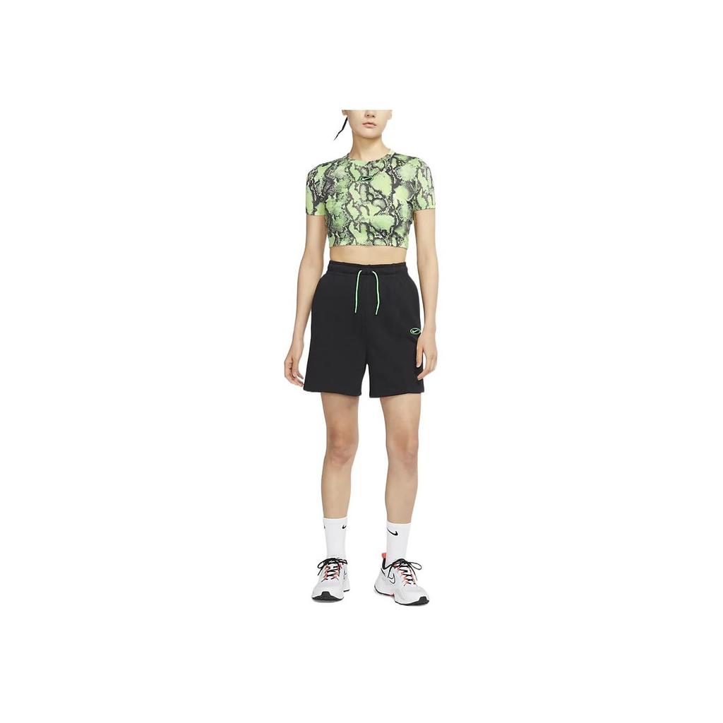 Nike Snake Print Short Sleeve Fitted Logo T-Shirt Women Tops Green DV3318-362