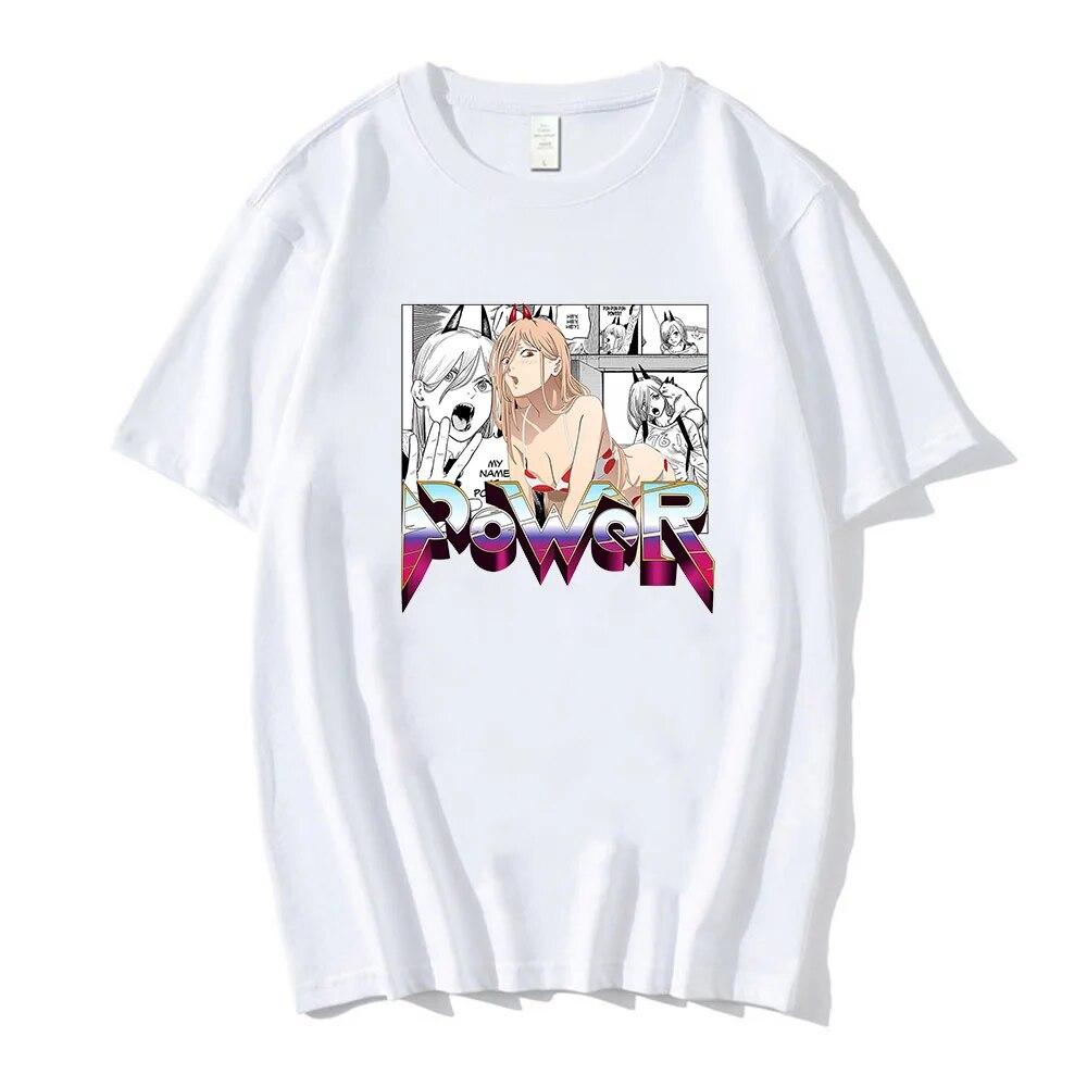 Power Graphic Print Tee Anime Chainsaw Unisex Tshirt Unisexga Plus Size T Shirt Harajuku Unisex Unisex Aesthetic Trendy T-shirts