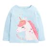Girl Long Sleeves T-shirt Baby Unicorn T-shirt Tops Children's Autumn Clothing Baby Pure Cotton Light Blue Bottoming Shirt 8