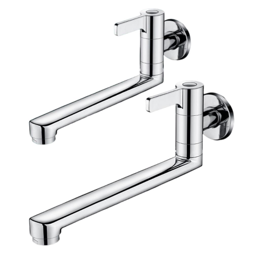 Wall Mounted Rotatable Single Cold Kitchen Sink Faucet 304 Stainless Steel
