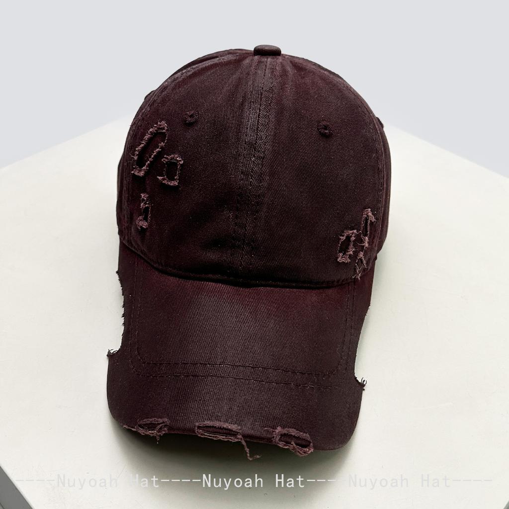 Baseball Wax Brush Style Broken Women  Men Her Him For Fresh Caps Peaked Hats Sunshade Irregular Brim Versatile Personal Distress Fashion Retro