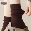 Women's Pure Cotton Mid-Calf Scrunched Socks - Antibacterial, Seamless, Versatile for Autumn.