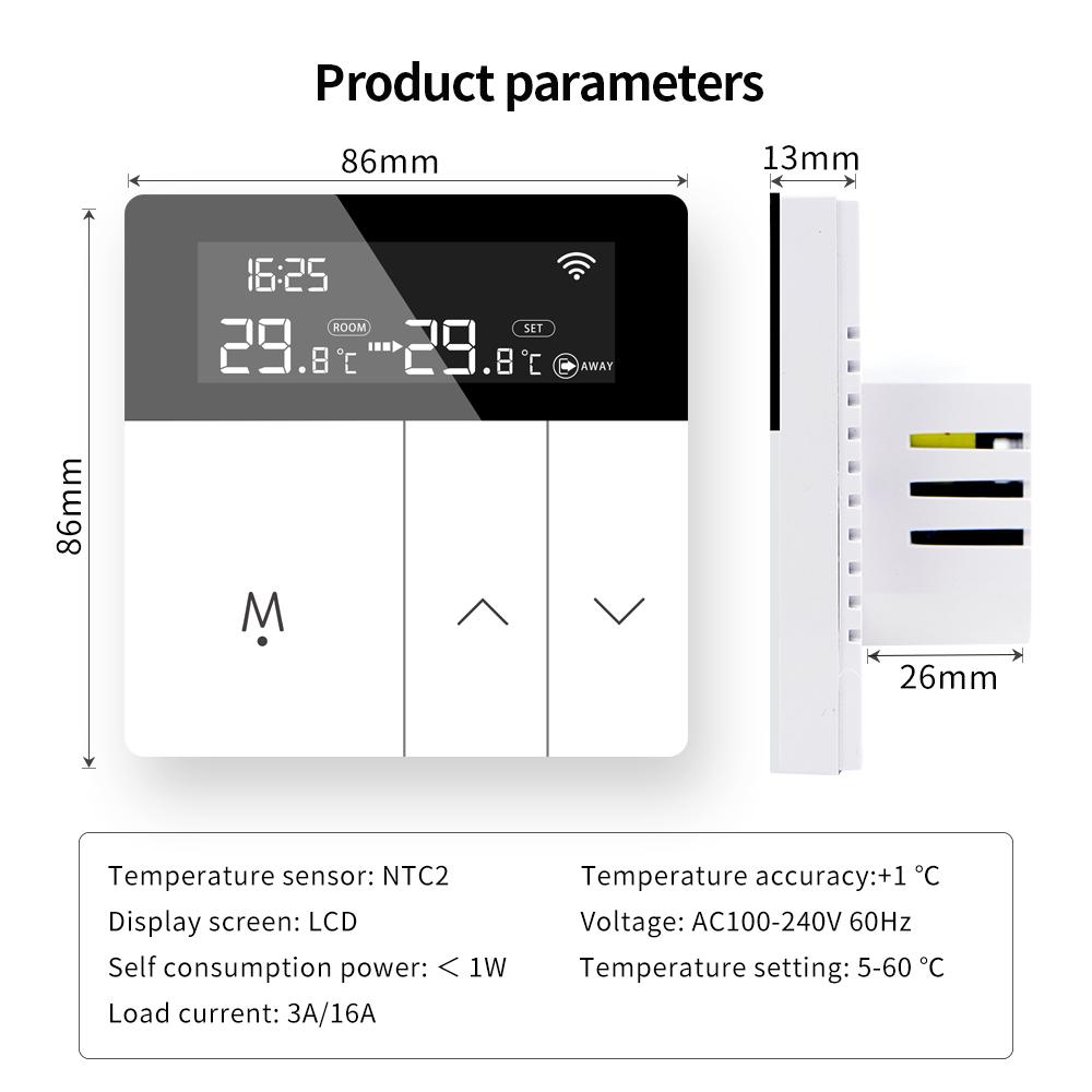 Tuya WiFi Elektrischer Temperaturregler 220V Intelligenter Fußbodenheizungs-Thermostat Sprach-Fernbedienung Digitales Thermostat für Zuhause