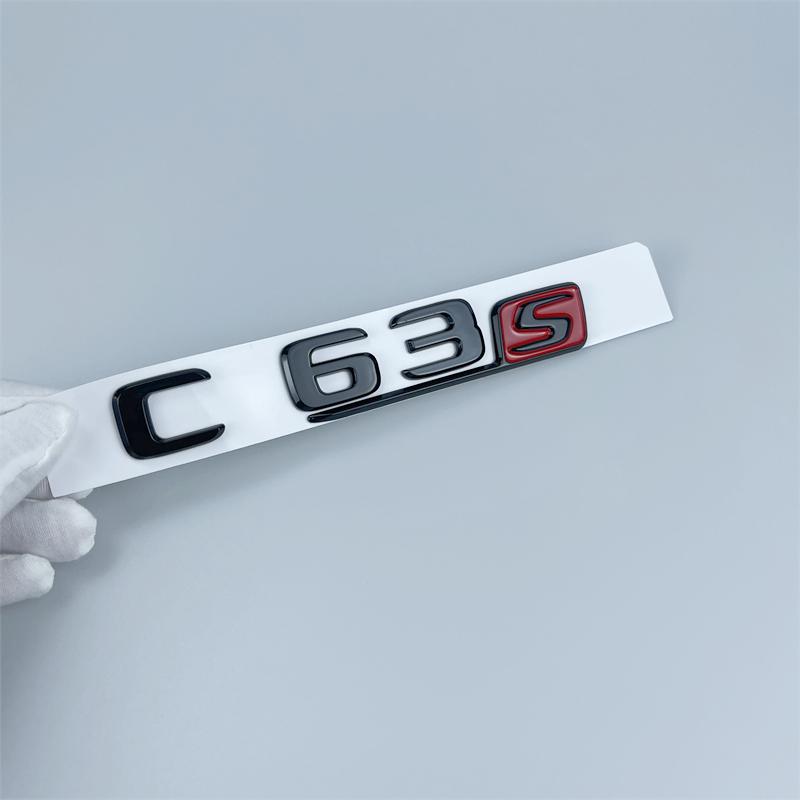 For Mercedes-Benz C-class Black Trunk Car Label C260 C200 C300 C63s C43 Tail Emblems Car Sticker Rear Label Body Side Markers RX7