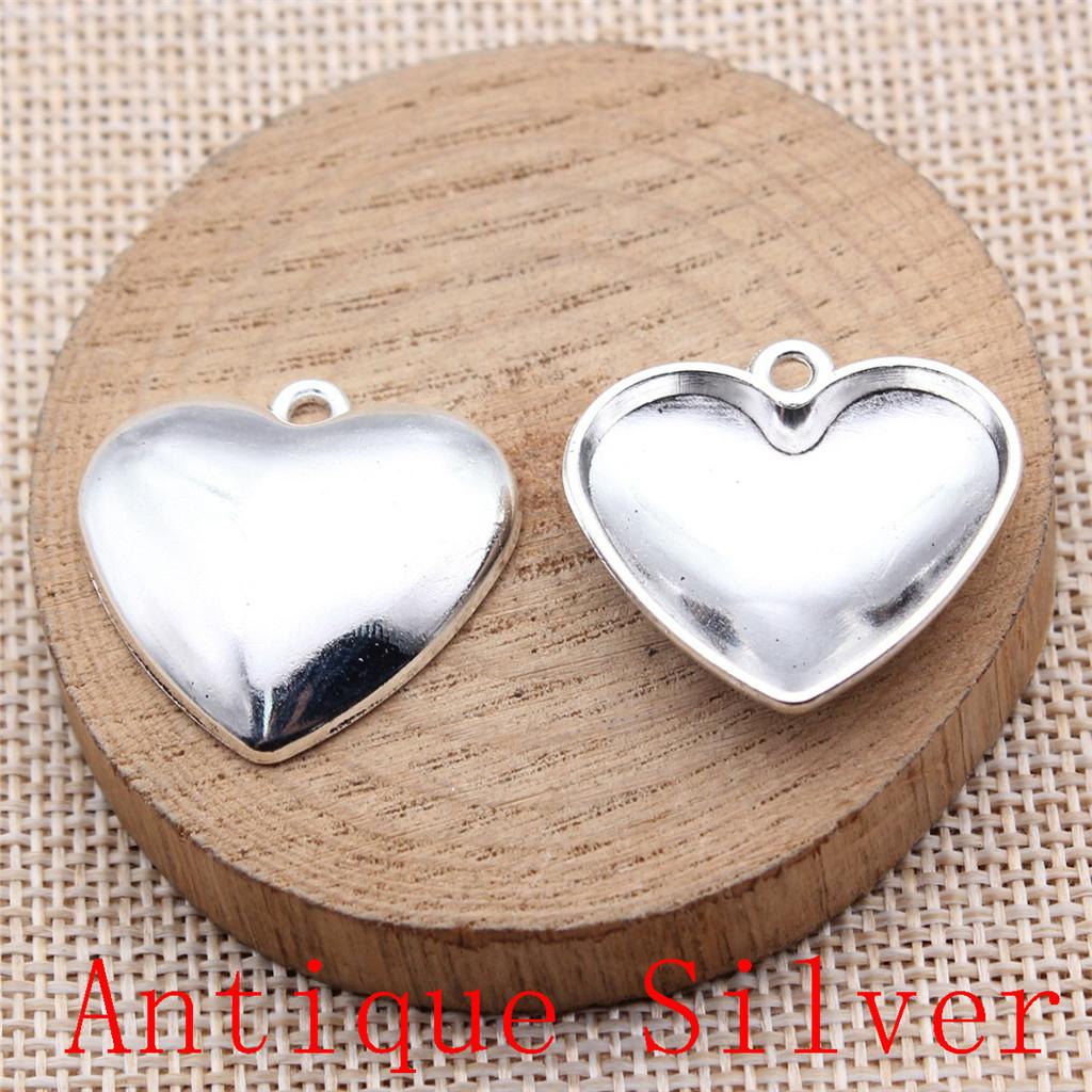 Big Heart Shaped Charms Pendant For Bracelet Necklace Jewelry Making Craft Findings