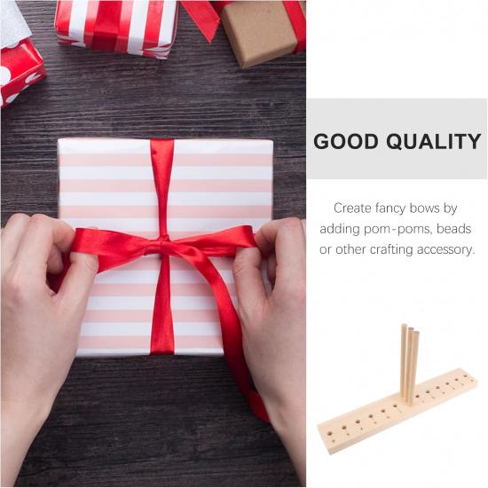 EXCEART Extended Wooden Bow Maker for Ribbon, Wreaths, Christmas, New Year Decorations, Corsages, Holiday Wreaths; Wooden, Adjustable, 15 Holes, 3