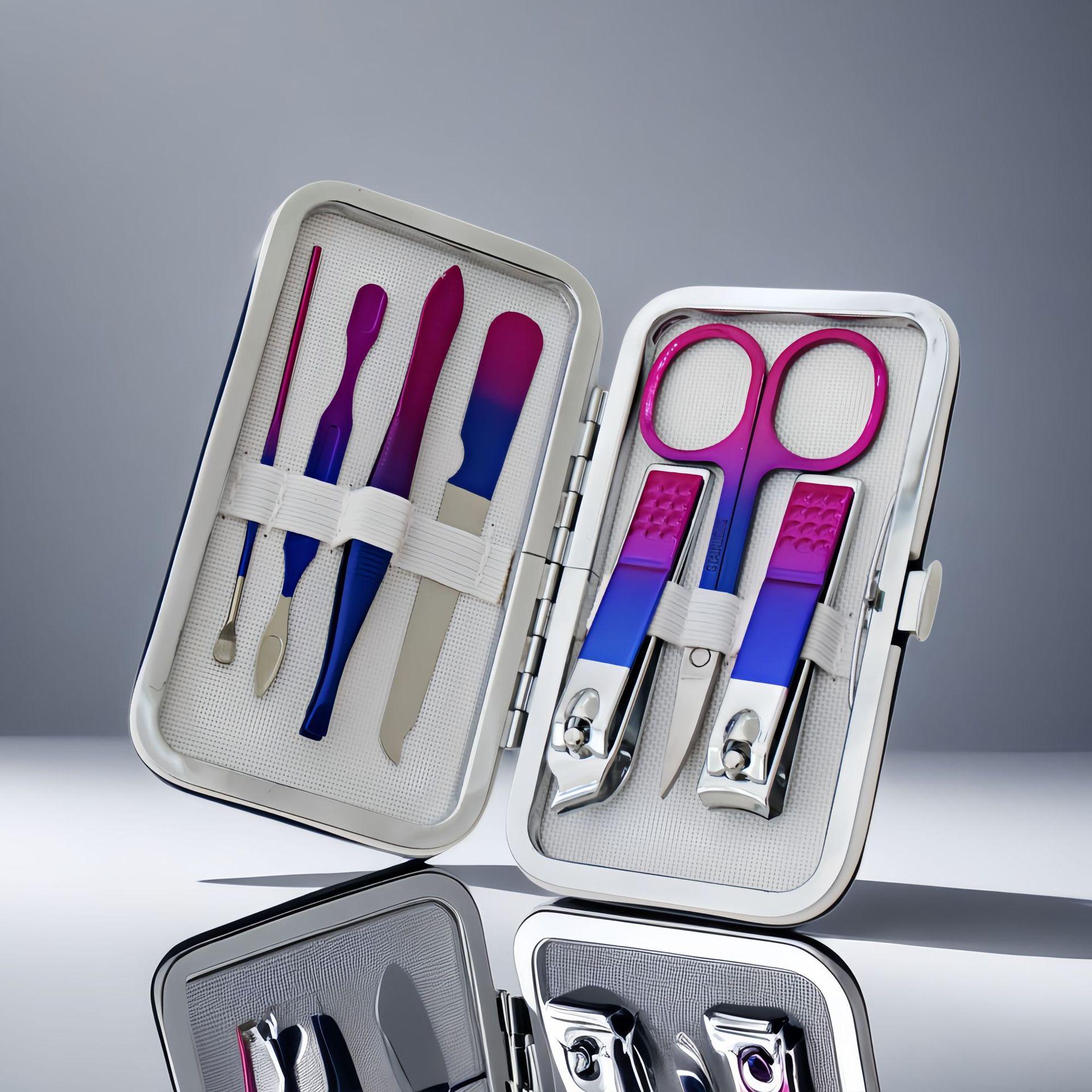 Gradient Stainless Steel Nail Clippers: Manicure & Pedicure Tool Set for Cuticle Removal.