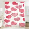 1PCS White-based Pink Patterned Love-shaped Gauze Curtain   Romantic Style   Perfect for Valentine's Day   Bedroom   and Living Room