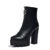 Autumn and winter lace-up new high heel-large size front zipper low tube Martin boots women