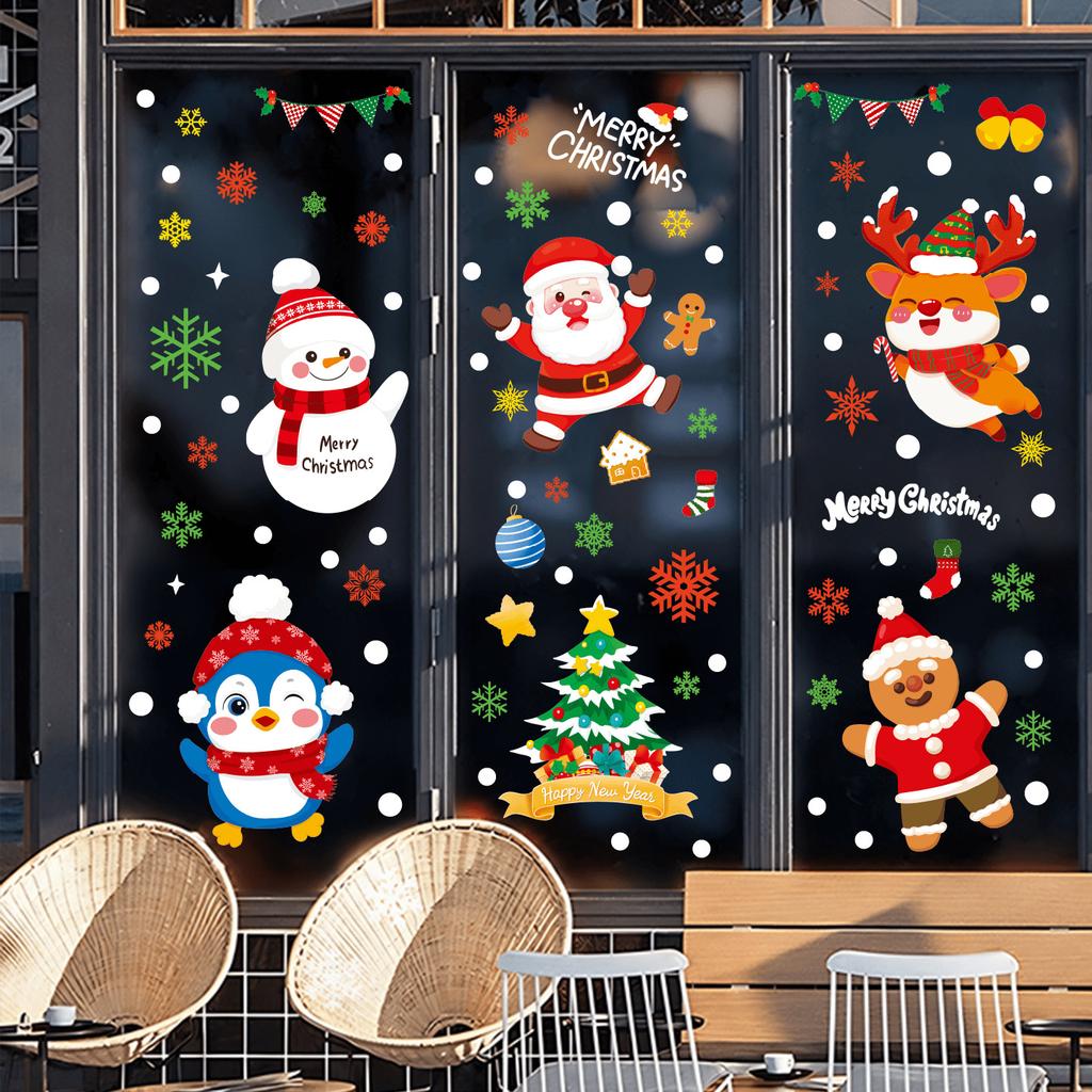 Christmas Decoration Snowflake Stickers, Santa Claus, Christmas Tree, Penguin Static Cling Stickers