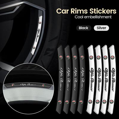 4Pcs Aluminum Car Badge Styling Wheel Hub Rims Decor Stickers For For 159 Giulietta Mito 147 Stelvio 156 Volante