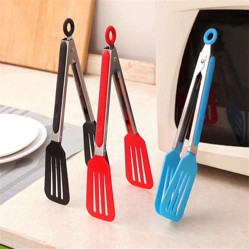 1Pc Stainless Steel Food Tong Dessert Pastry Tweezer BBQ Clip Salad Nylon Shank Cooking Clamp Kitchen Baking Tool