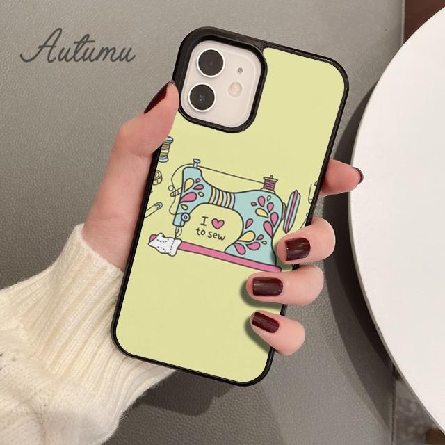 Sewing Machine Tailor Elements Phone Case for iPhone 11 12 13 14 Pro Max Mini XR XS SE 2020 7 8 Plus Samsung S21 S22 Shell