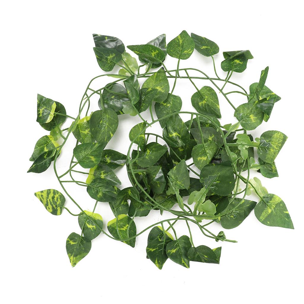 Artificial Fake Leaves Hanging Vines 6.89ft Long Vine Reptile Habitat Decor (Scindapsus Leaves)
