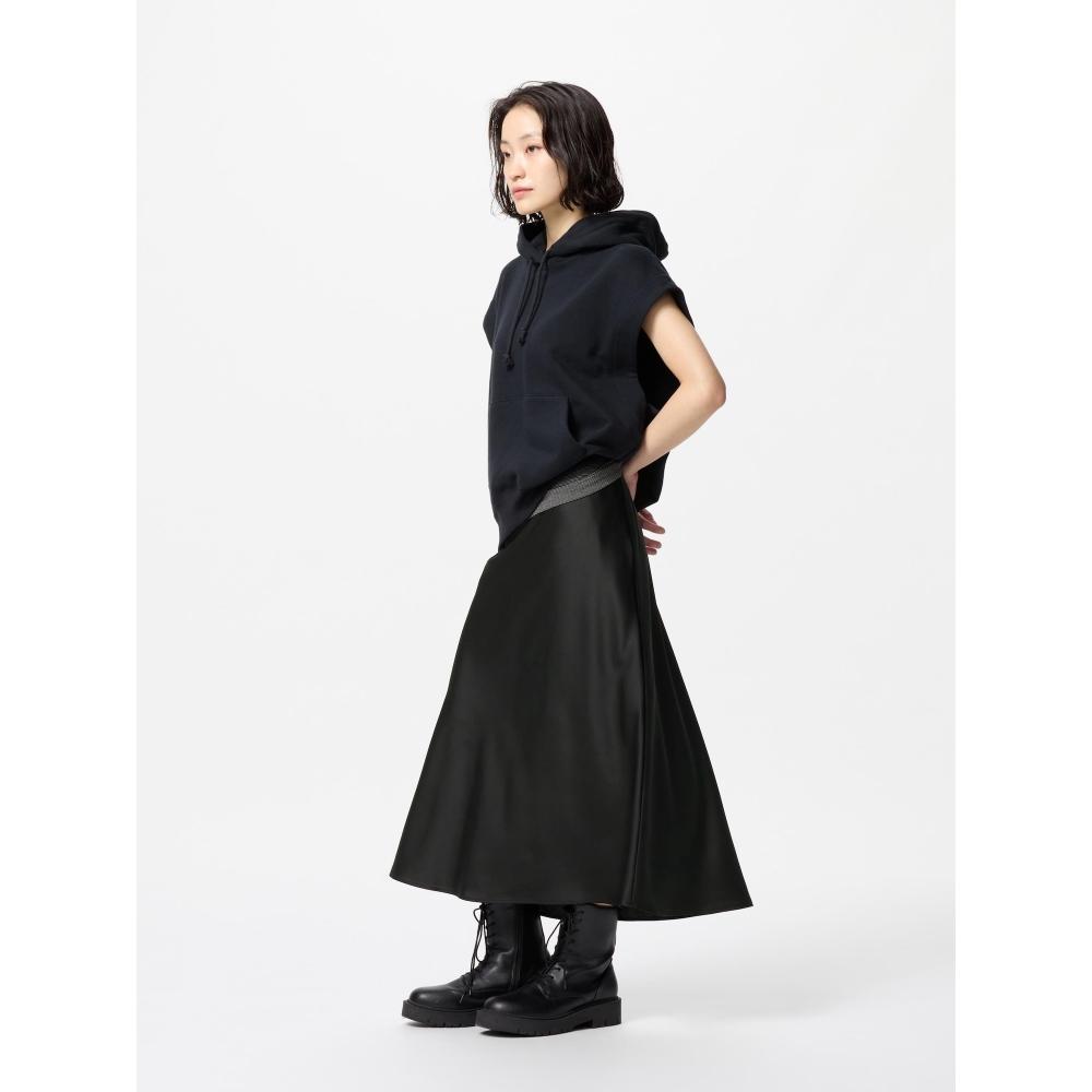 

Uniqlo Юбка из атласа Длина юбки 78 82 см Короткая длина 09 BLACK/WOMEN XS