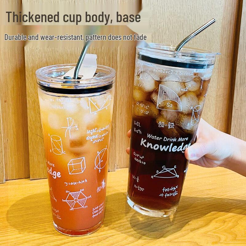 1000ml Heat-Resistant Glass Tumbler with Straw