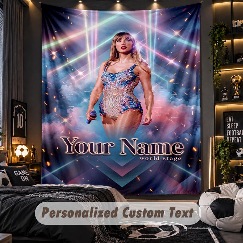 Personalisierte Wandtapisserie, Taylor Swift Individuell Bedruckter Name, Stoff-Wandkunst für Innenraum-Hintergrund