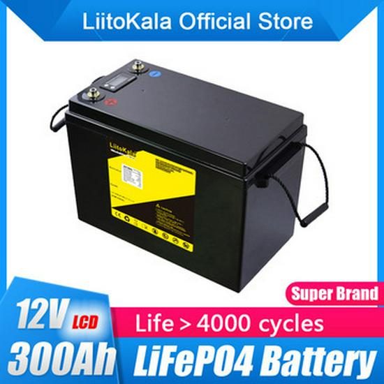 12V 300Ah LCD LiFePO4 Battery for RVs, Camping, Golf Carts