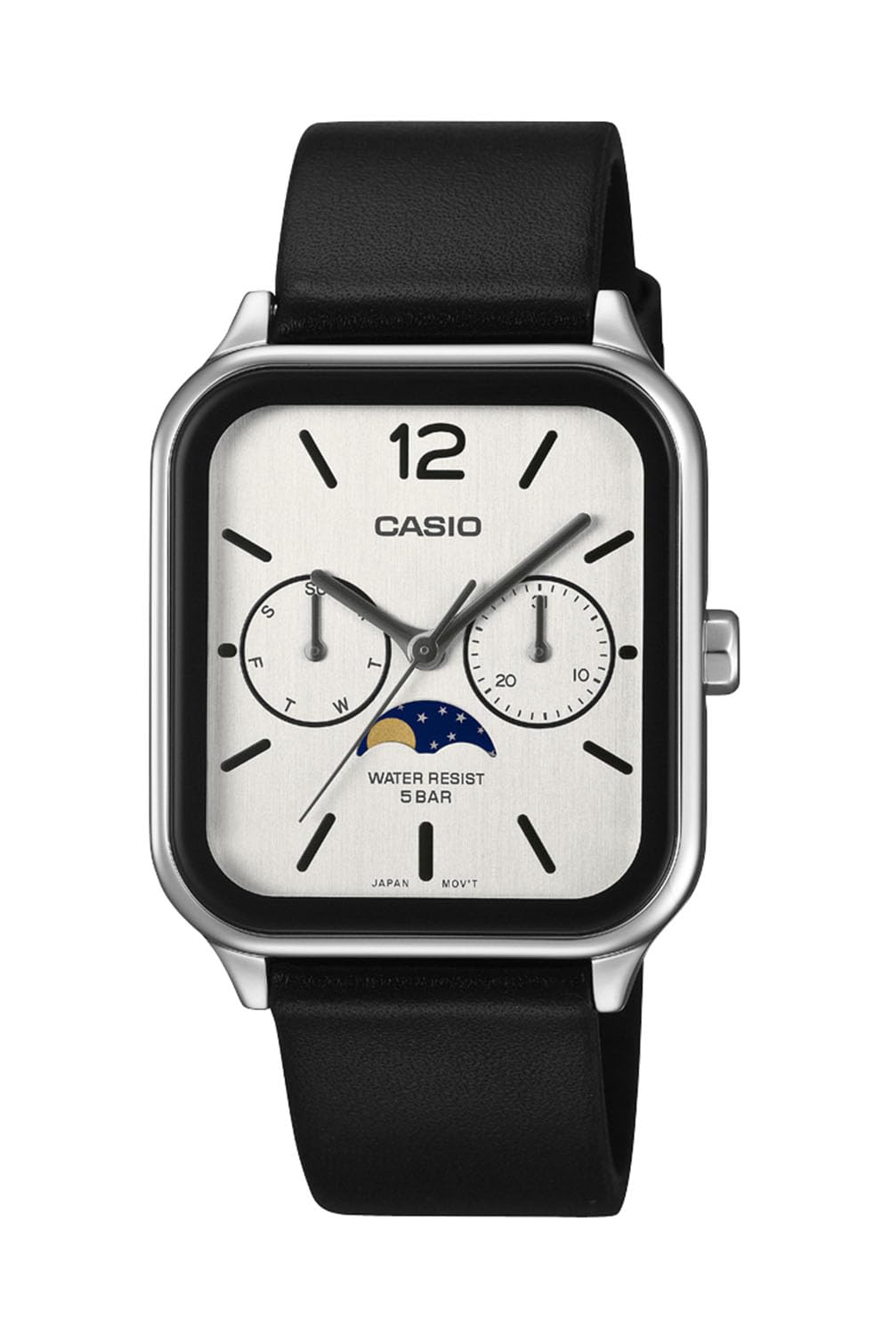 

Casio Collection Watch with Moon Phase Function, MTP-M305L-7AJF, Men s, White/Black