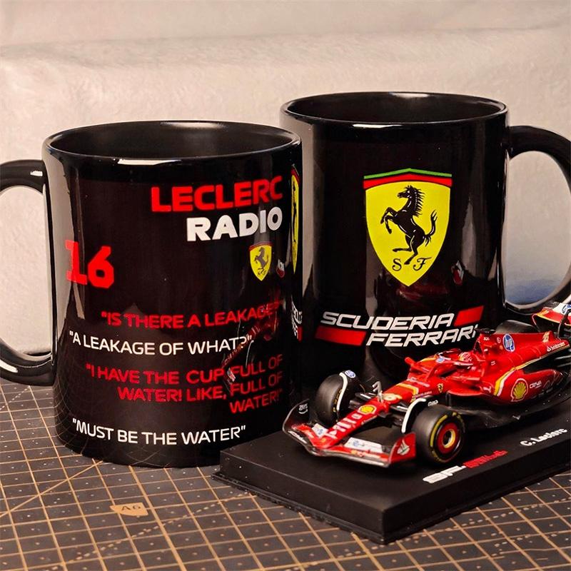 1PC F1 Team Ferrari Racing Charles Leclerc Ceramic Water Cup Coffee Mug Handle Tea Cups Enthusiast Peripheral for Woman Man Gift ZXX1