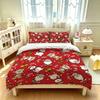 A set of 3 pieces (1 bedspread + 2 pillowcases) featuring red Christmas-themed patterns Santa Claus for home decoration