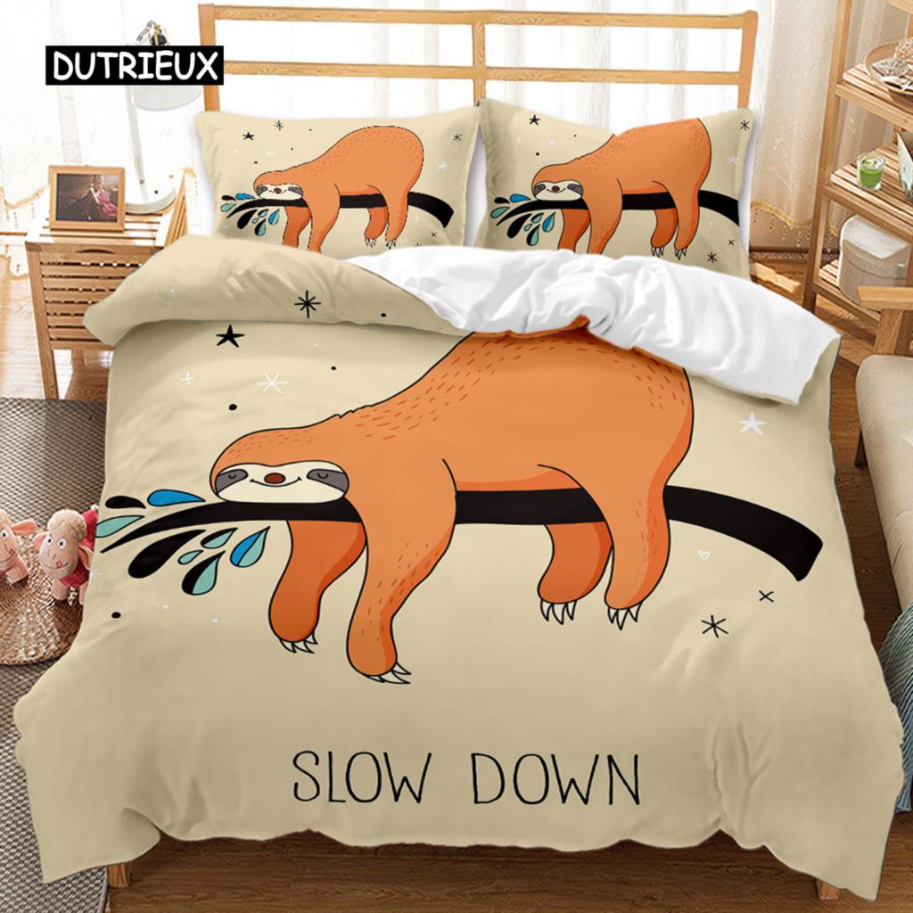 Lenoškový povlak na přikrývku Set Kreslený Vesmírný Lenoch Povlečení Lenoch Zvíře Přikrývka Povlak Dvojlůžko Queen King Size Polyesterová Přikrývka