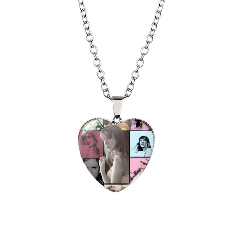 Von Taylor Swift inspirierte herzförmige Halskette für Kinder Atemberaubender Glasanhänger Stilvolles Accessoire