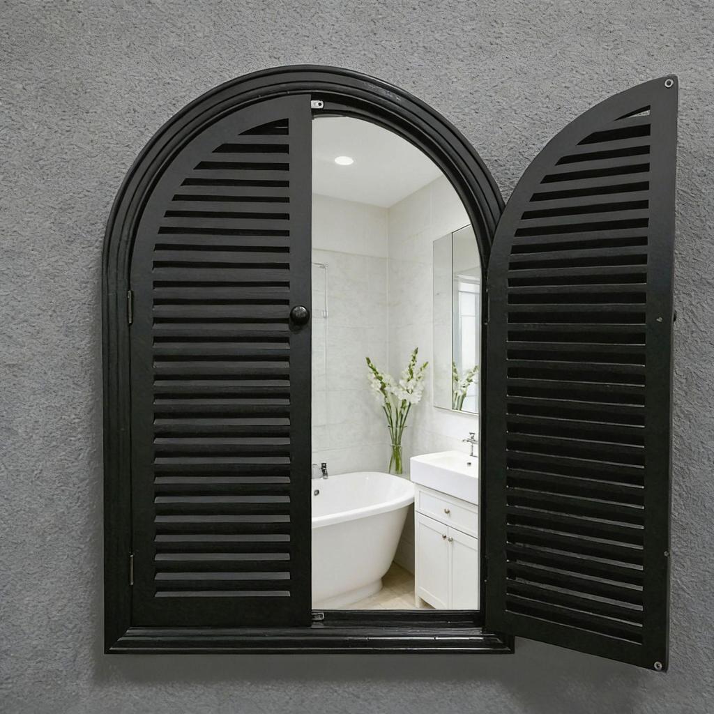 French-Style Solid Wood Shutter Mirror for Electrical Box Covering and Corridor Decor