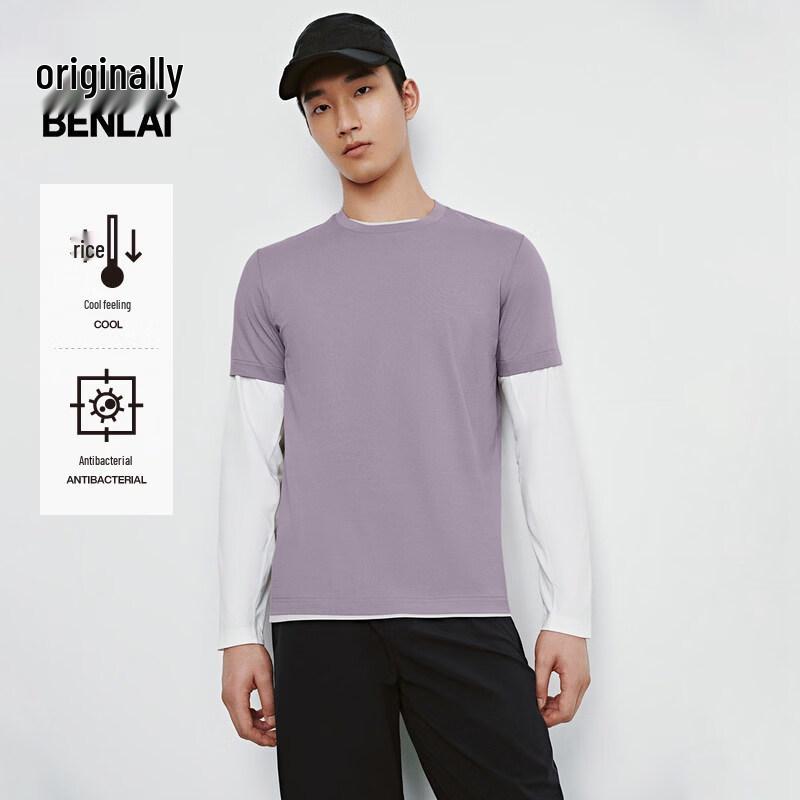 Benlai Men s Antibacterial Cooling Round Neck Short Sleeve T-shirt 2025 Spring S