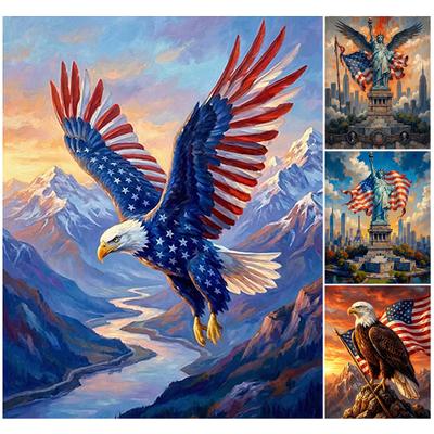 DIY Independence Day Paint By Numbers Kit On Canvas 15.75x19.69inch Without Frame Painting by Numbers for Adults Wall Home Decor