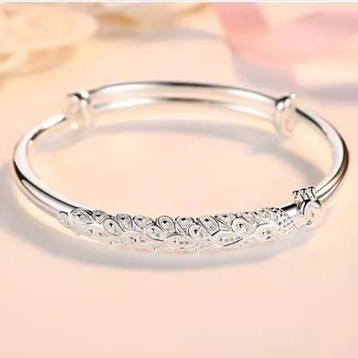 Bracelet en filigrane plaqué argent paon pour femme, polyvalent, à la mode et jeune, bracelet réglable push-pull