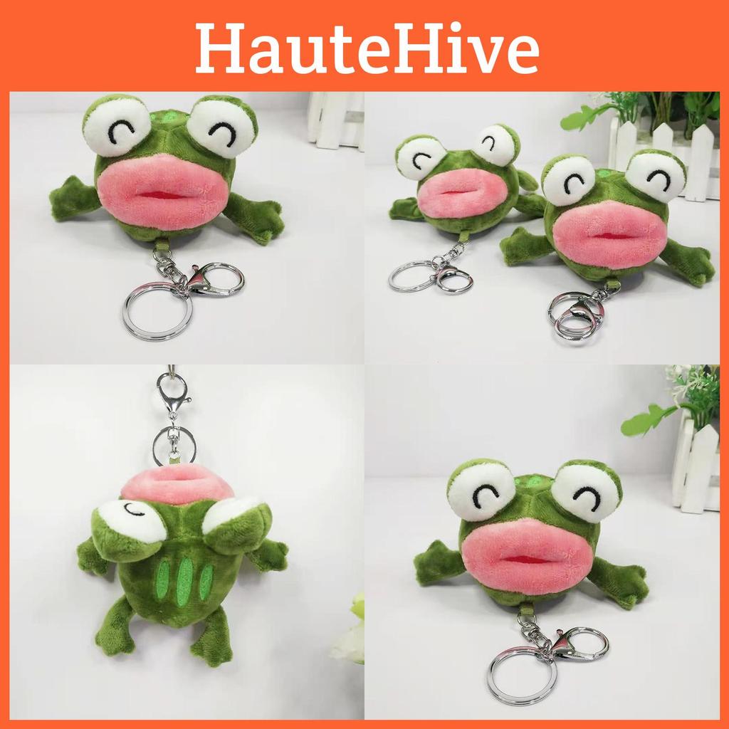 Cute Green Frog Plush Keychain Cartoon Doll With Ultra Soft Short Fur For Girls