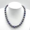 High-Quality Black Necklace Baroque Pearl Natural Jewelry Semi-Round Peacock Luster Approx 47cm 10.0mm–12.5mm 65.4g Silver Clasps