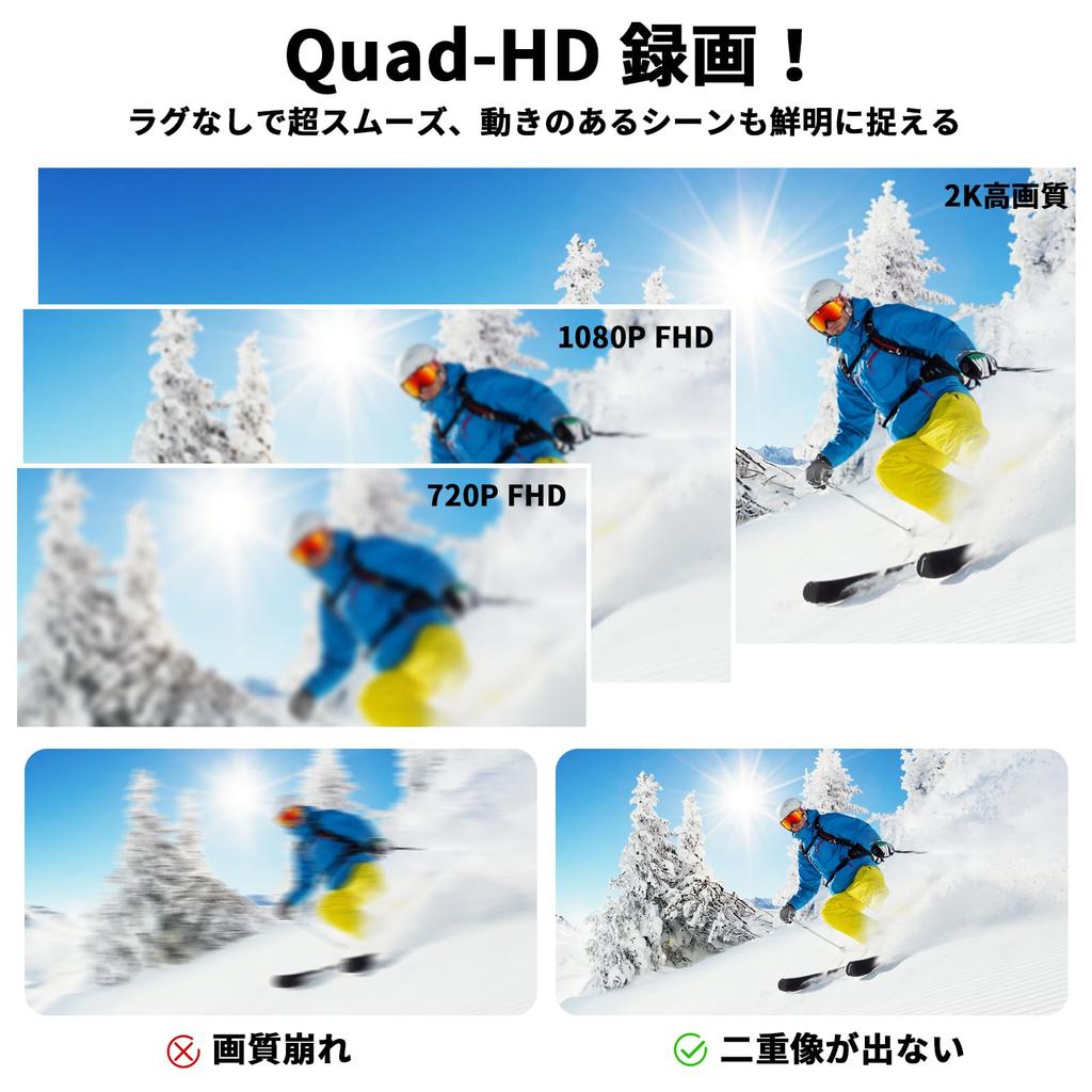 2K Action Wearable Body Mini Bike USB Up to 512GB OTG for Outdoor and Sports Recording Camera, WiFi, Camera, Camera, Camcorder, Mountable, Wide-Angle