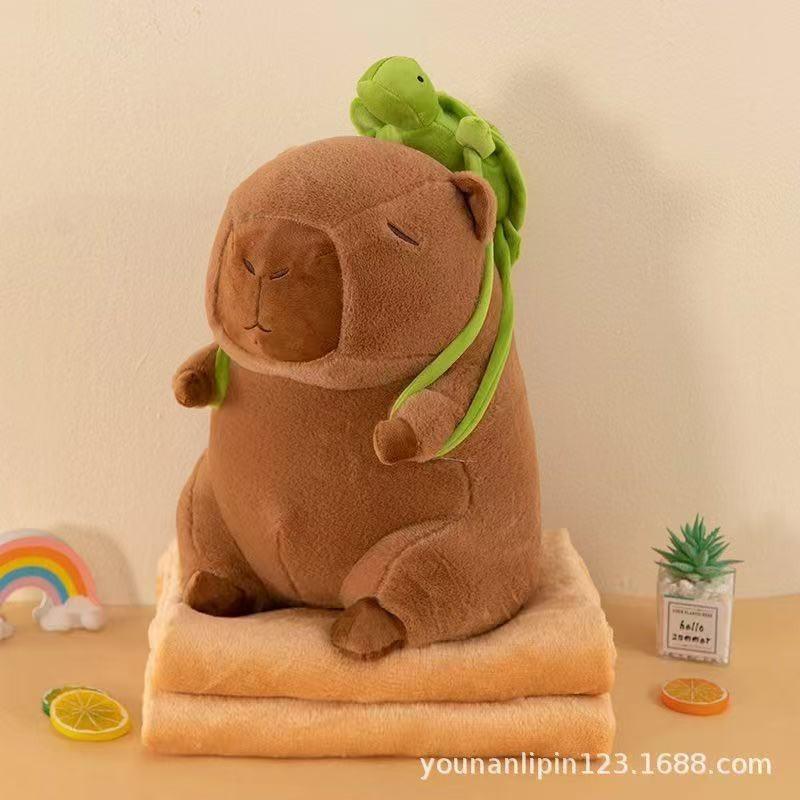 Kapibala Capybara Ugly Cute Doll Kapibala Car Office Air Conditioning Pillow Quilt Nap Blanket Two-in-One