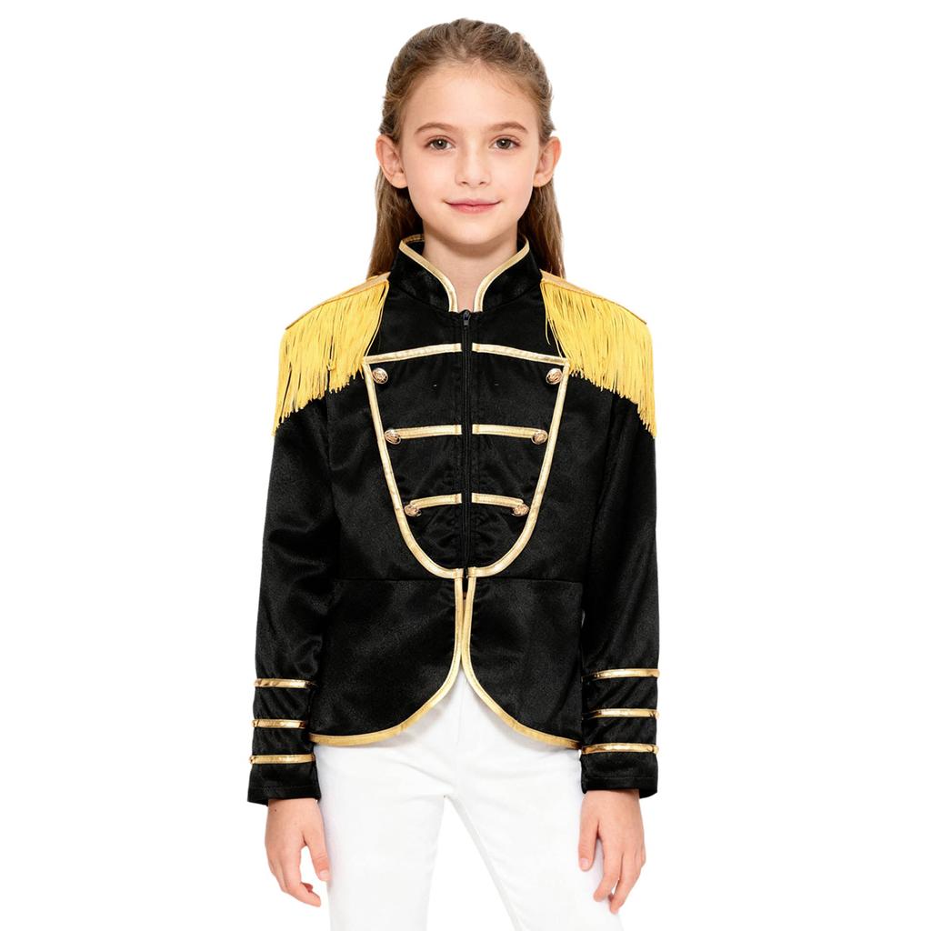 Giacca Costume Unisex per Bambini Band Rock Manica Lunga Frange Nappe Spalline Chiusura con Zip Design Diviso Cappotto