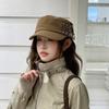 Retro Street Dance Spice Girl Wind Flat Top Equestrian Hat Female Autumn Heavy Industry Personalized Rivet Zipper Show Face Newsboy Hat