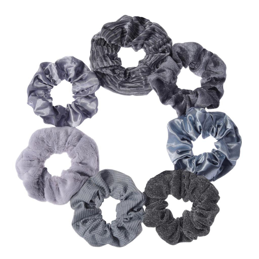 7 Stück/Set Damen Haar-Scrunchies Set Plüsch Uni für Mädchen Pferdeschwanzhalter Druck Floral Ditsy Blume Haargummis Accessoires