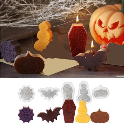 Halloween Themed Scented Plaster Candle Mold Set for DIY Crafting Home Decoration and Aromatherapy Projects with Multiple Designs