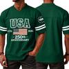 Men's V Neck Short Sleeve Sports T Shirt with USA 250th Anniversary 1776 2026 Print Casual Fashion Jersey Style Top