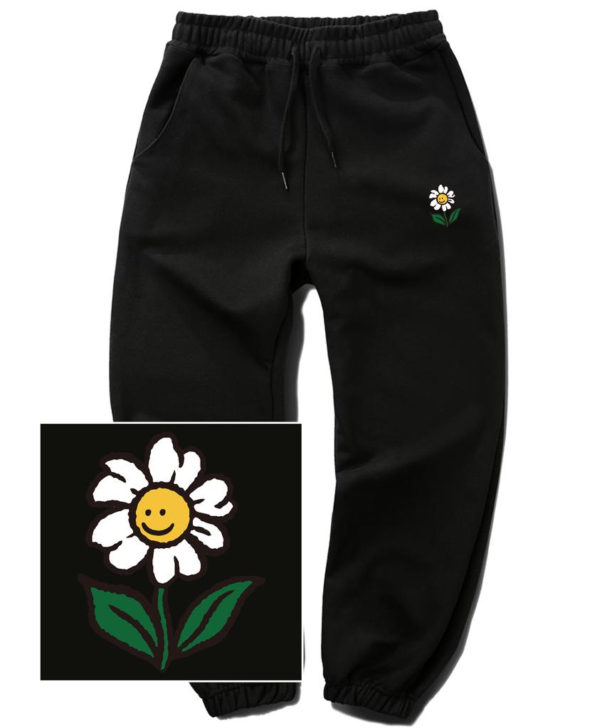 Tription Single Flower Logo Jogger Sweatpants - Black