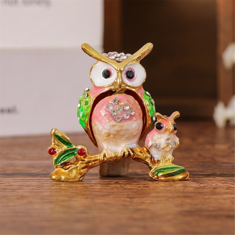 Stylish Owl Shaped Jewelry Organizers Compact Decorative Storage Box For Earrings Necklaces Rings