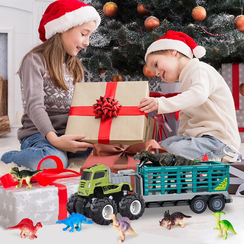 14 Pieces Construction Vehicle Toy Dinosaur Toy Trailer Tow Truck Truck Car Toy Mini Car Storage Car Toy Durable Boys Popular Birthday Christmas Gift