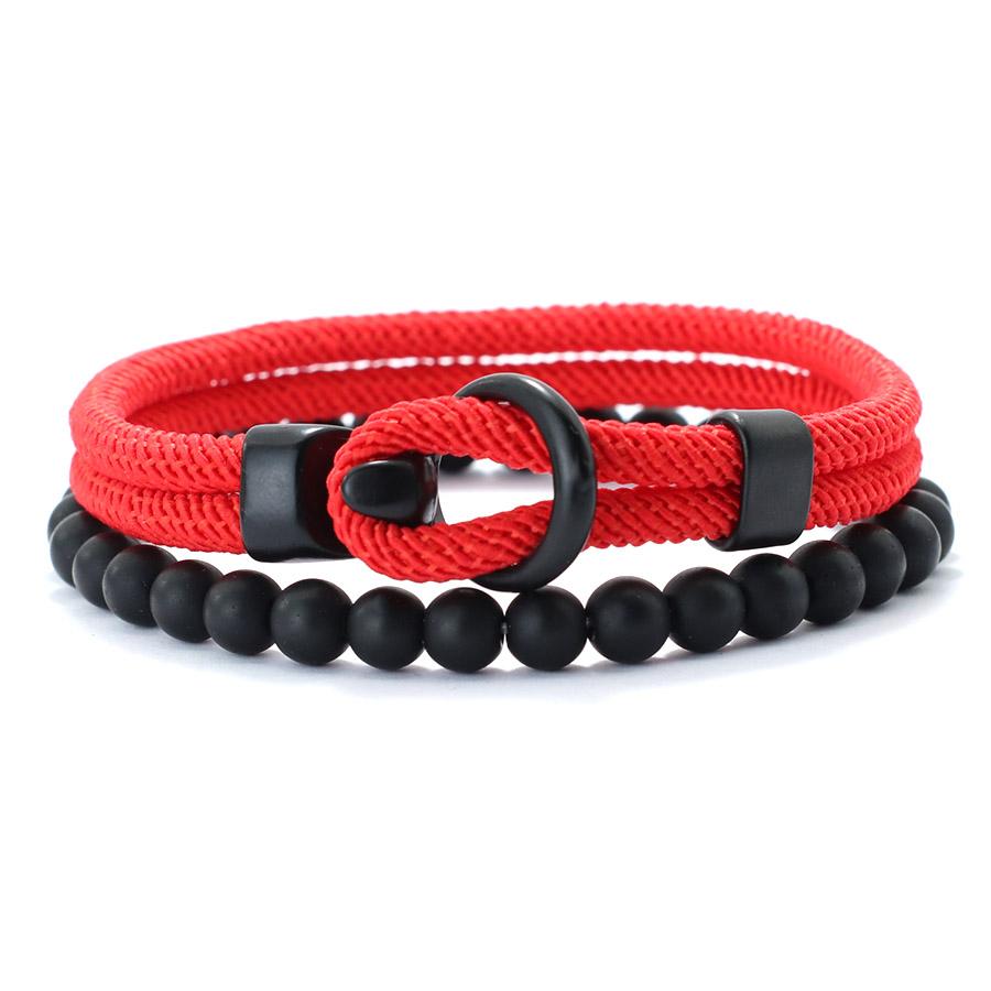 2 Stück Herren Armband Set Schwarz Einfacher Haken Natur Onyx Perlenarmband Outdoor Sport Herren Armband Lässige Accessoires Geschenk für Ihn