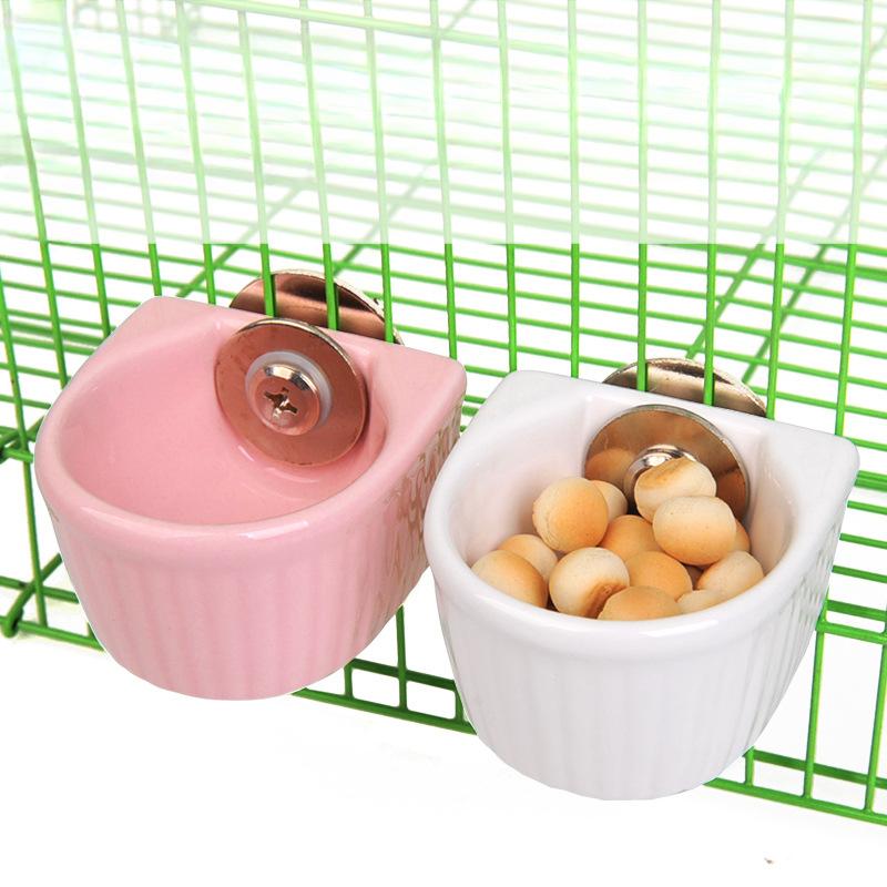 Hangable Ceramic Hamster Squirrel Food Feeder Small Pets Water Drinking Bowl Food Bowl Pets Hamster Cage Product Accessories
