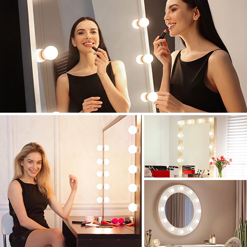 Hollywood Style LED Vanity Light with Touch-Controlled Three-Color Stepless Dimming