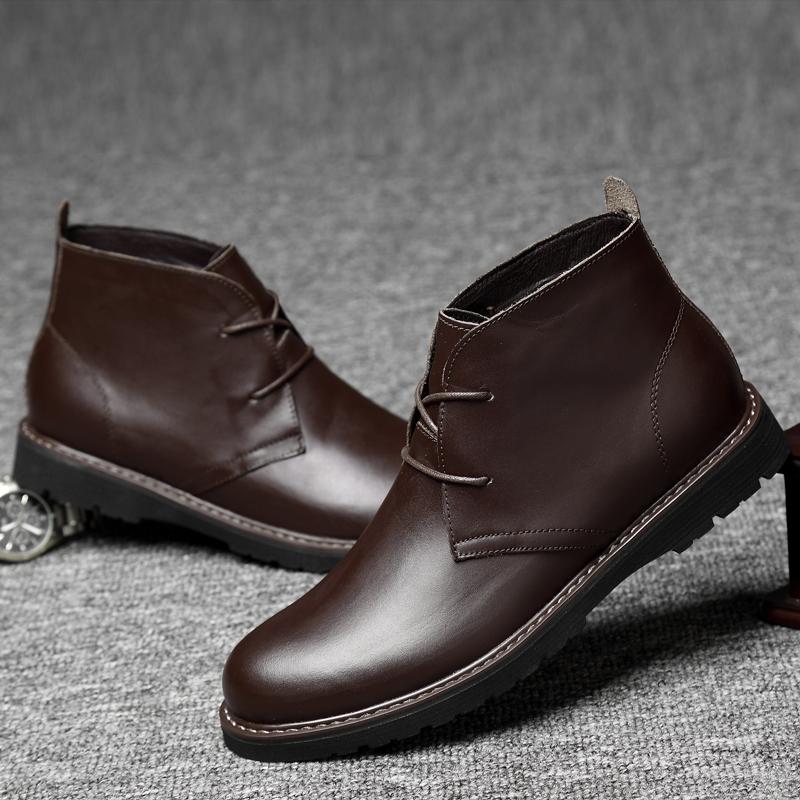 Модные осенне-зимние мужские ботильоны, роскошный бренд, на шнуровке, деловая обувь, мужская обувь из натуральной кожи, высокое качество, круглый носок, базовые ботинки