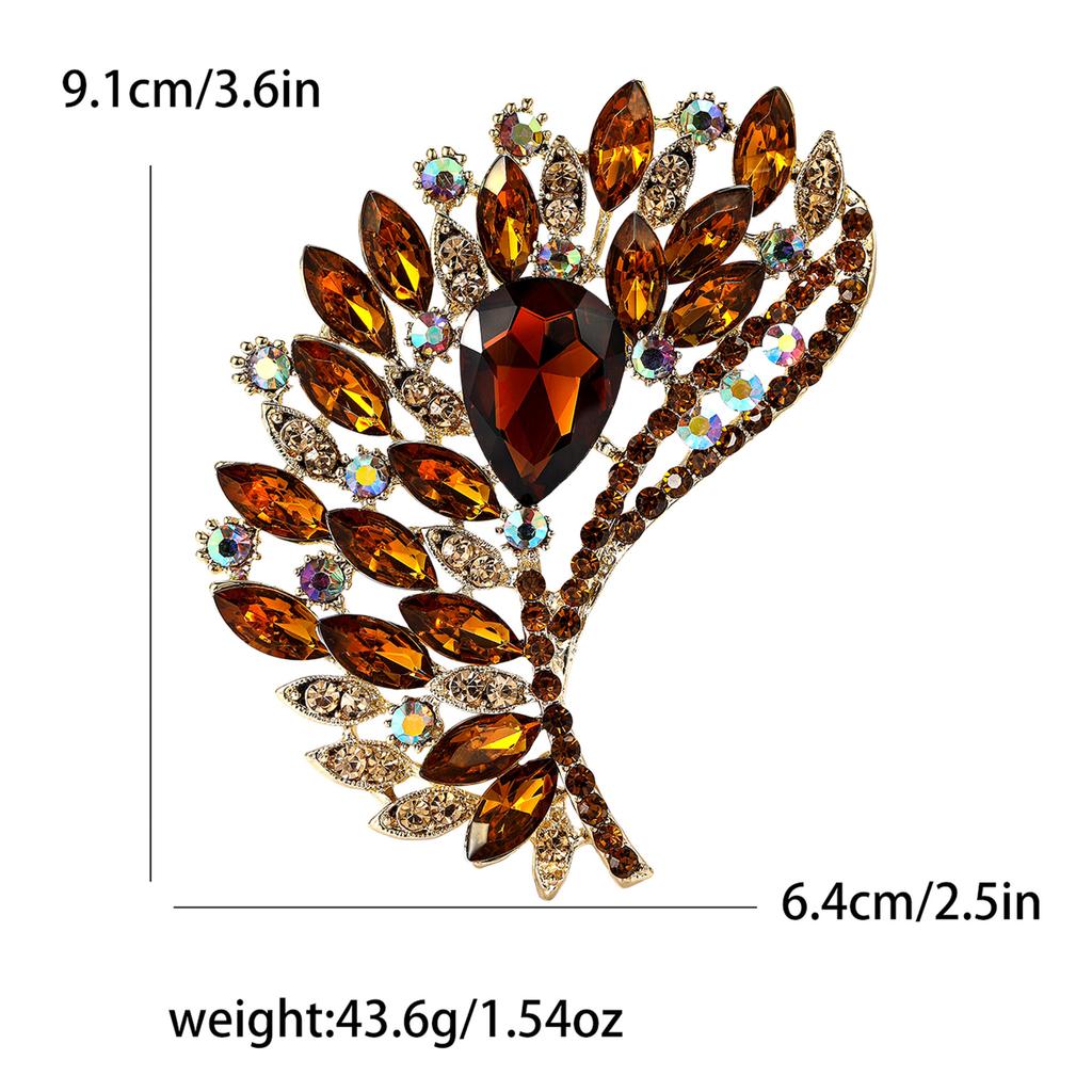 Legering Strass Stor Glas Brosch High-End Retro Dam Sjal Kofta Korsage Smycke Nål
