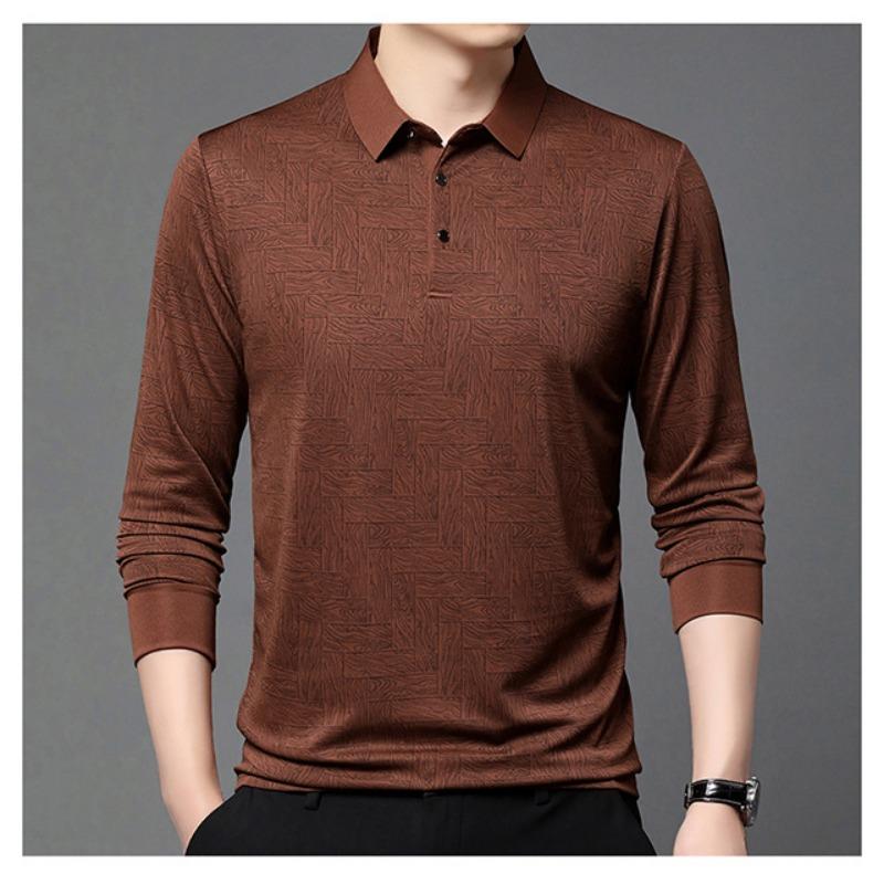 Men S Long Sleeve Polo Shirt Casual Loose Fit Breathable Top For Autumn