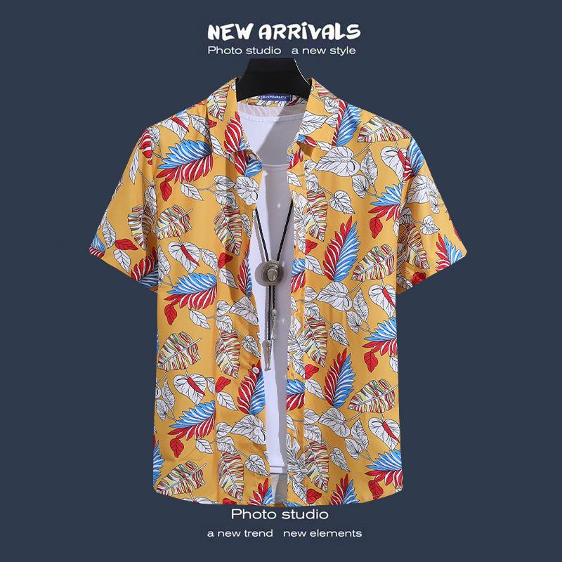 Short-sleeved Floral Shirt Island Suit Beach Suit Hawaiian Style Men Top Plus Size